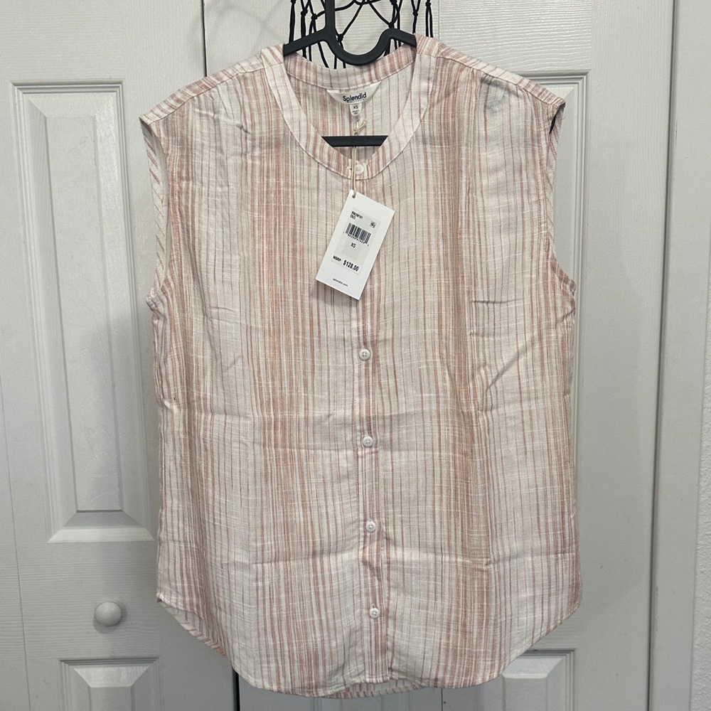 Splendid Pink and Cream Striped Button-Down Shirt